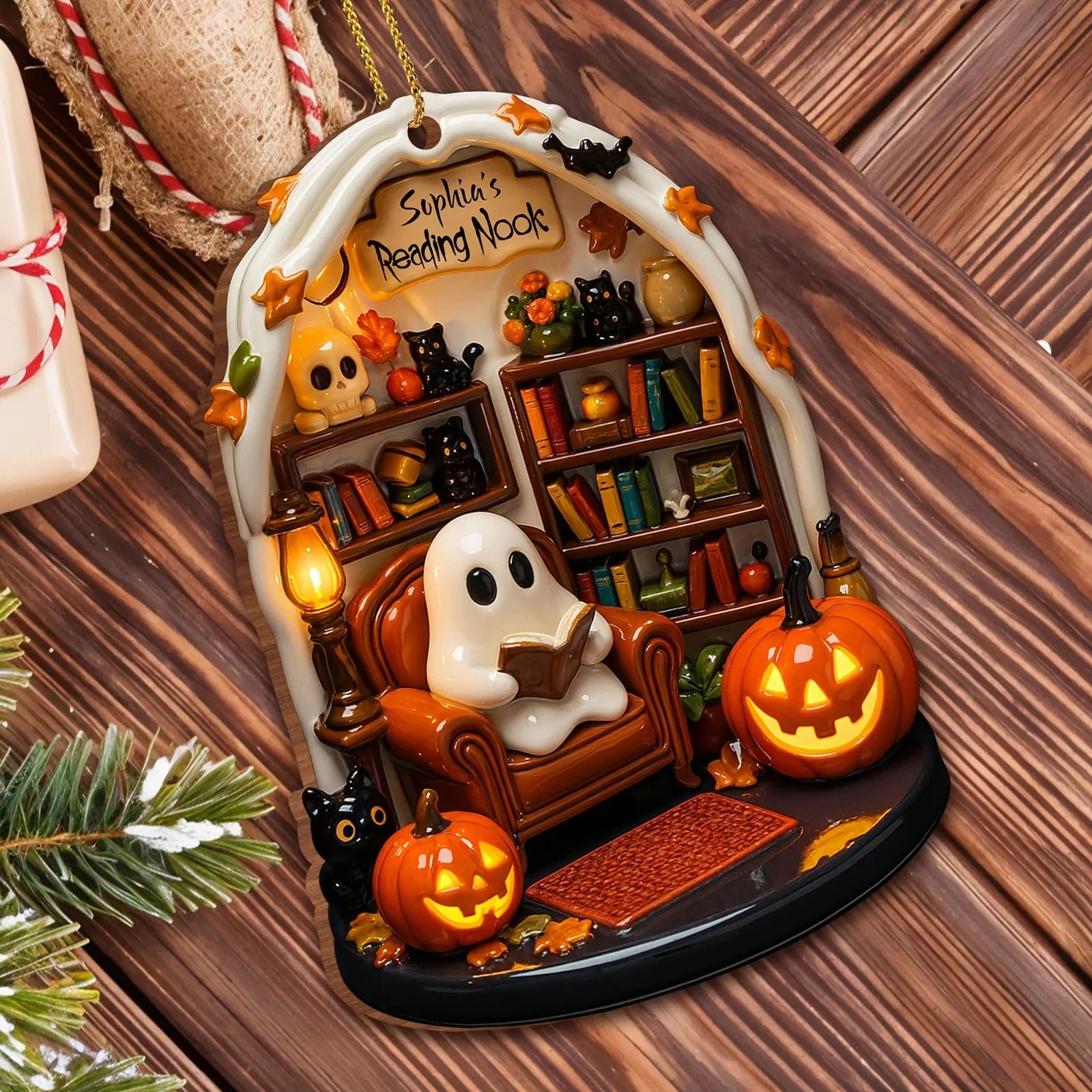 Halloween Ghost Reading 2D Flat Ornaments Festival Atmosphere Theme Party Decorative Supplies Creative Home Decorative Gift