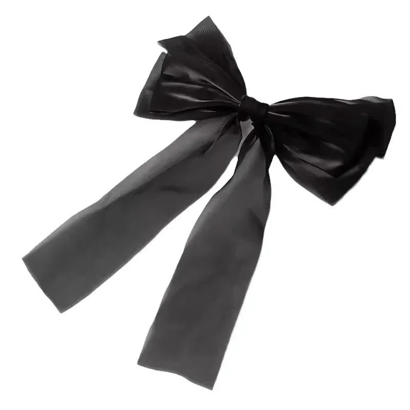 New Fashion Hair Accessories Black White Yarn Bow Hair Clip For Women Girls Spring Clip Back Head Hairpin