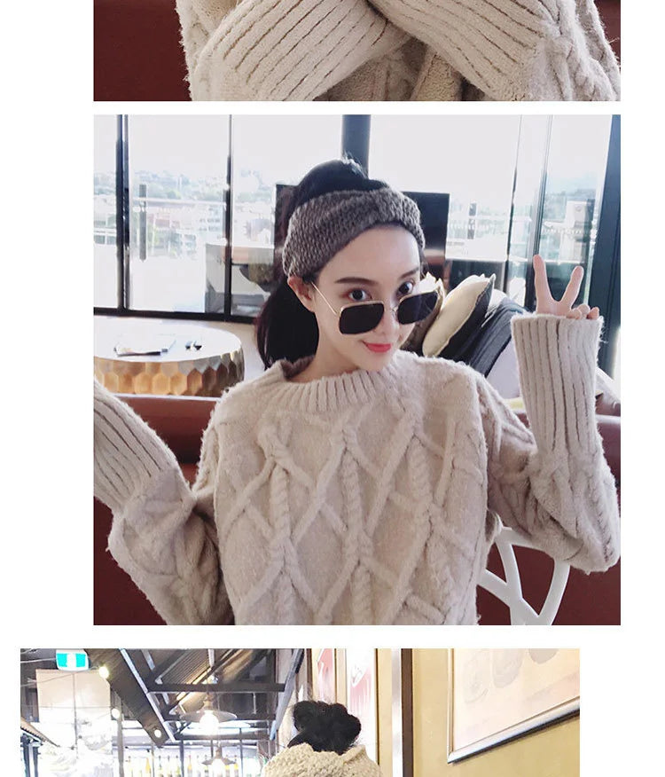 Winter Warm Knit Headbands For Women Knotted Crochet Elastic Hair Band Bandanas Handmade Turban Headwear Hair Accessories