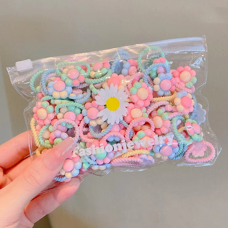 20Pcs/Lot Girls Hair Accessories Small Size Thumbs Elastic Hair Bands Rubber Scrunchies Cartoon Headwear Cute Children Headdress