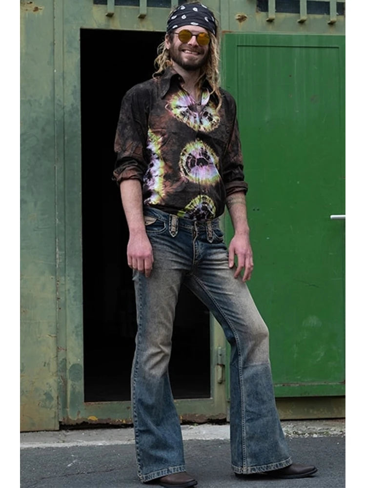 New Trend Denim Tribe Men Jeans 2025 Spring Fall Flare Pants Hip Hop Everyday Wear Pants Summer Fashion Men Quality Jeans S-3XL