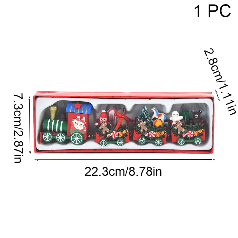 Christmas Wooden Train Merry Christmas party Decorations Home Desktop Ornament Xmas Navidad Noel Kids Gift New Year 2025 Gifts