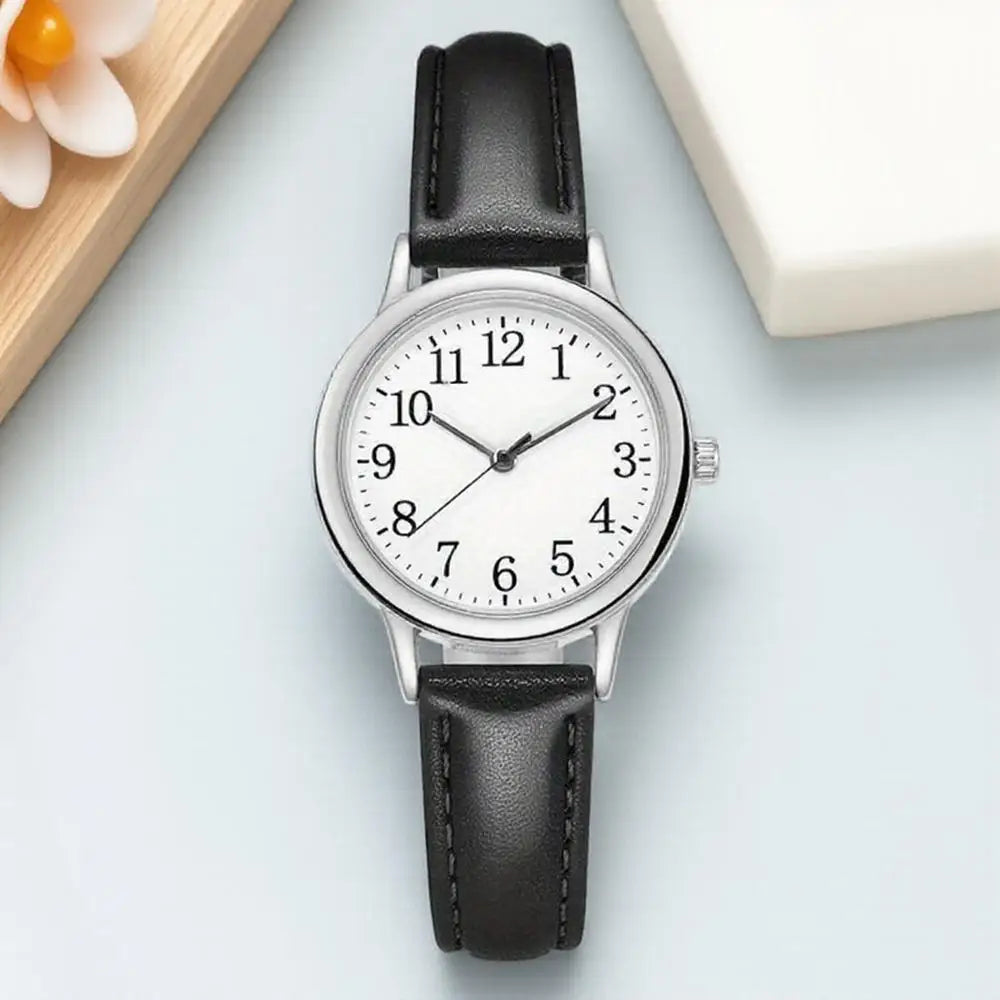 Women's Quartz Watch Simple Dial PU Leather Strap Elegant Timepiece for Daily Casual and Business Wear