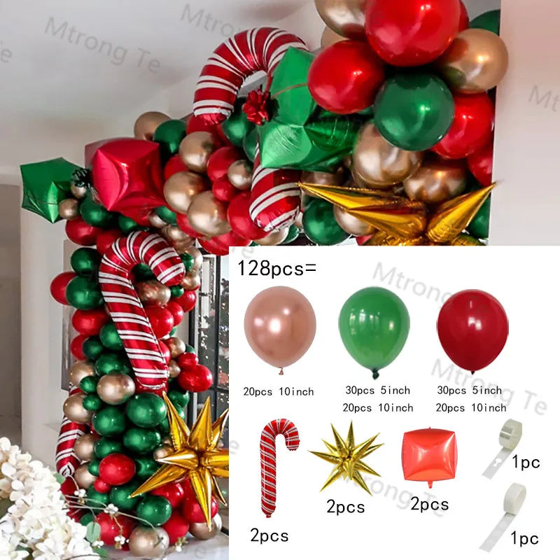 Christmas Decoration 2023 Balloon Red Green Arch Garland Kits Candy Balloons Santa Claus Merry Christmas Party New Year Decor