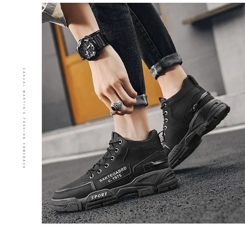 Shoes Man High Top Boots Comfort Botas Outdoor Fashion Desert Shoes Men's Platform Work Boot Wear-resistant Hiking Boot