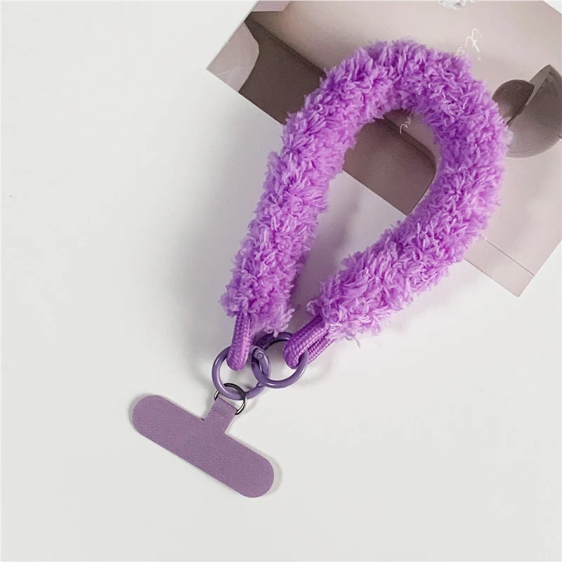 Winter Warm Mobile Phone Wrist Strap Cell Accessories With Patch Key Lanyard Exquisite Anti-lost Cellphone Chain Rope Keychain