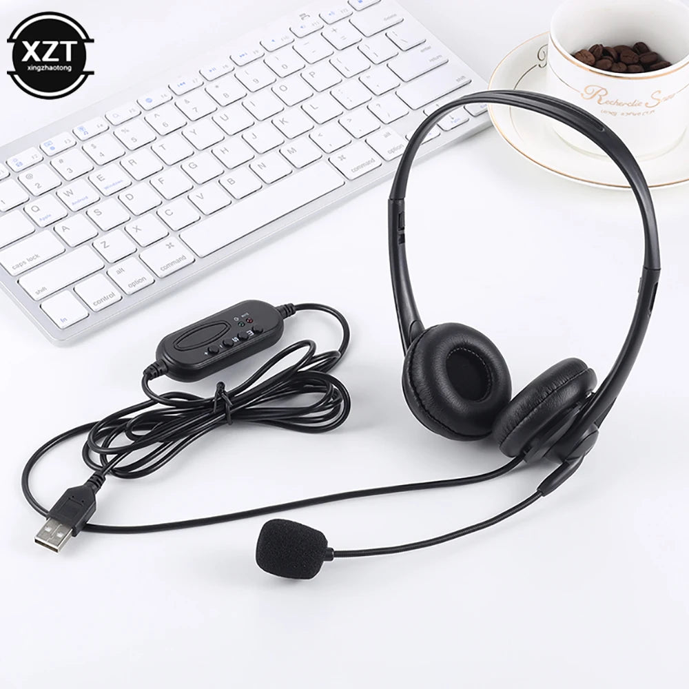 Computer Laptop Headphone with Noise Cancelling Microphone Chatting Network Teaching Video Conferencing USB Wired Headset