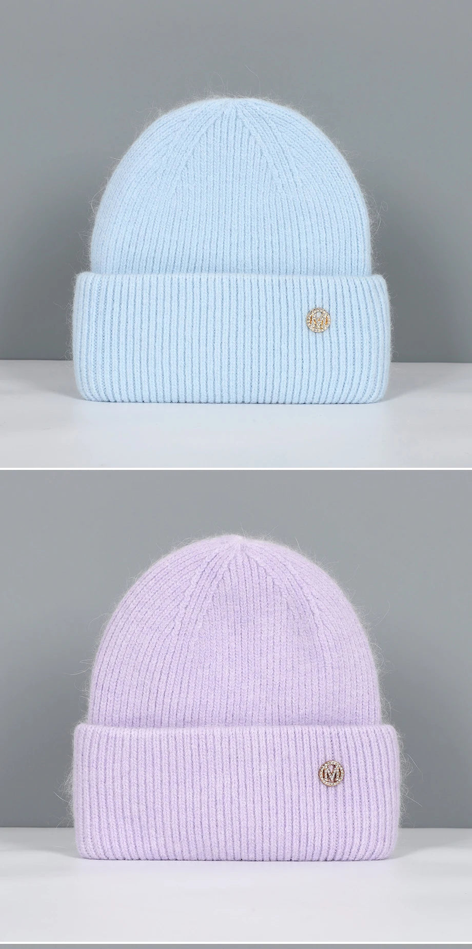 Winter Hats For Women Rabbit Fur Beanie Hat Woman Knitted Skullies Beanies Solid Wool Soft Autumn Winter Cashmere Caps Bonnet