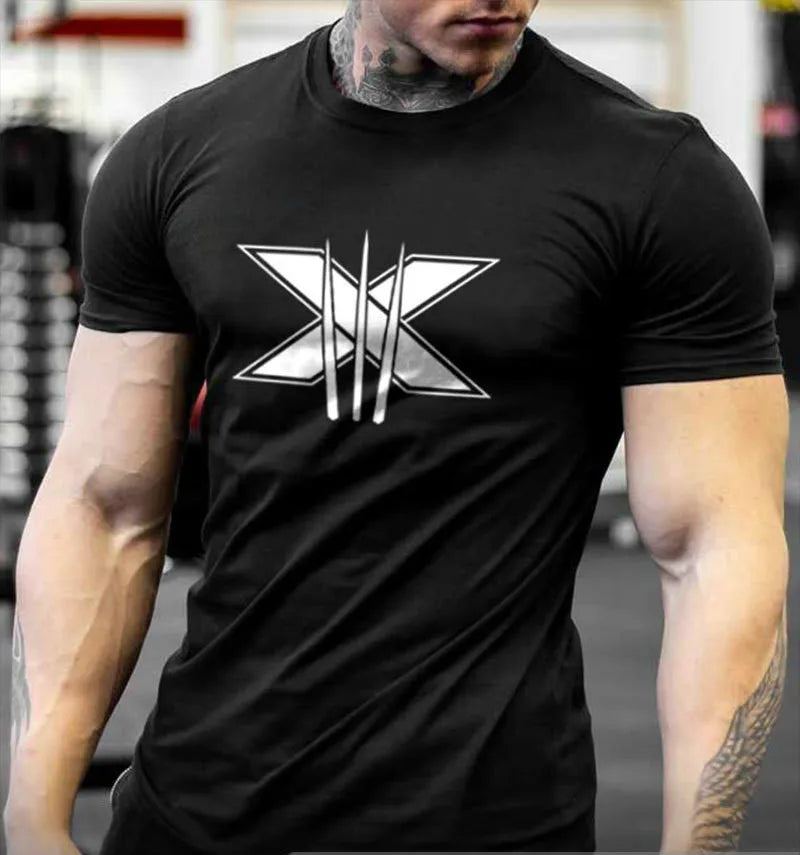 Tshirt for Men Bodybuilding  Graphic T Shirts Workout Fitness Men Clothing Short Sleeve Shirt Street Wear