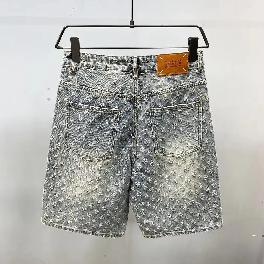 Street American Clothing Retro Embroidery Printed Jeans Fashion Brand Internet Celebrity Design Men Y2K Wide Leg Hip Hop Jeans