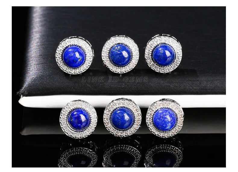 1 Pc Natural Stone Lapis Lazuli Round Cabochon Inlaid Magic Box Bead With Hole Pendant For Jewerly Making Diy Necklace Bracelet