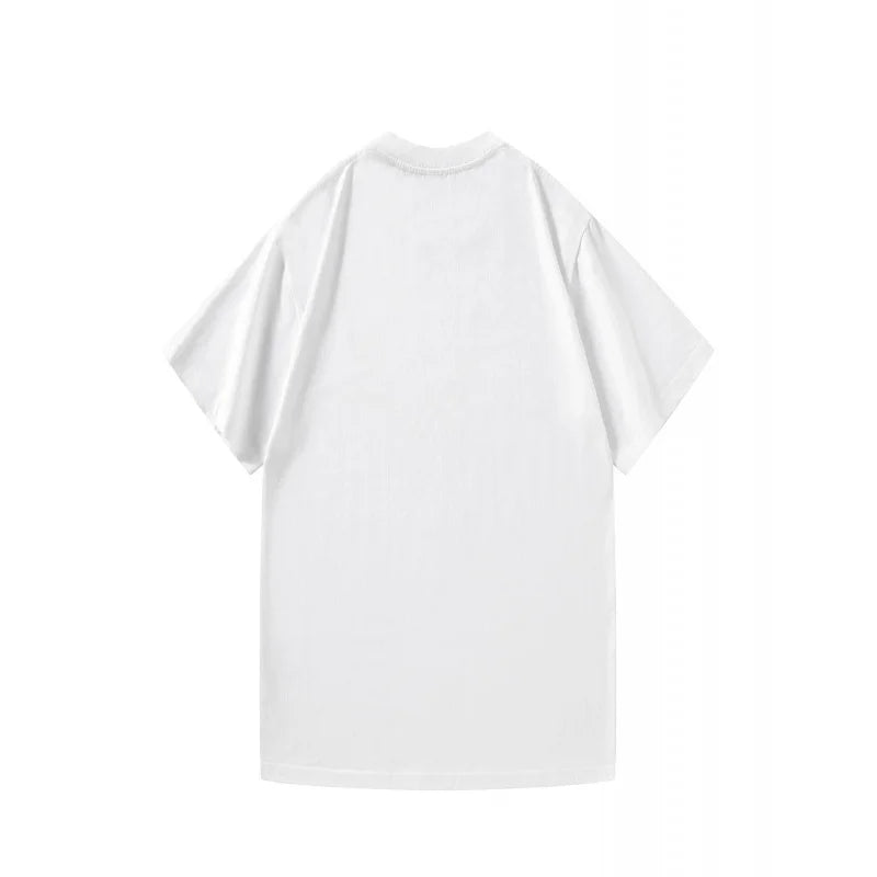 Men's T-Shirt White Music ON World OFF Printed Pattern High Quality Cotton 180g