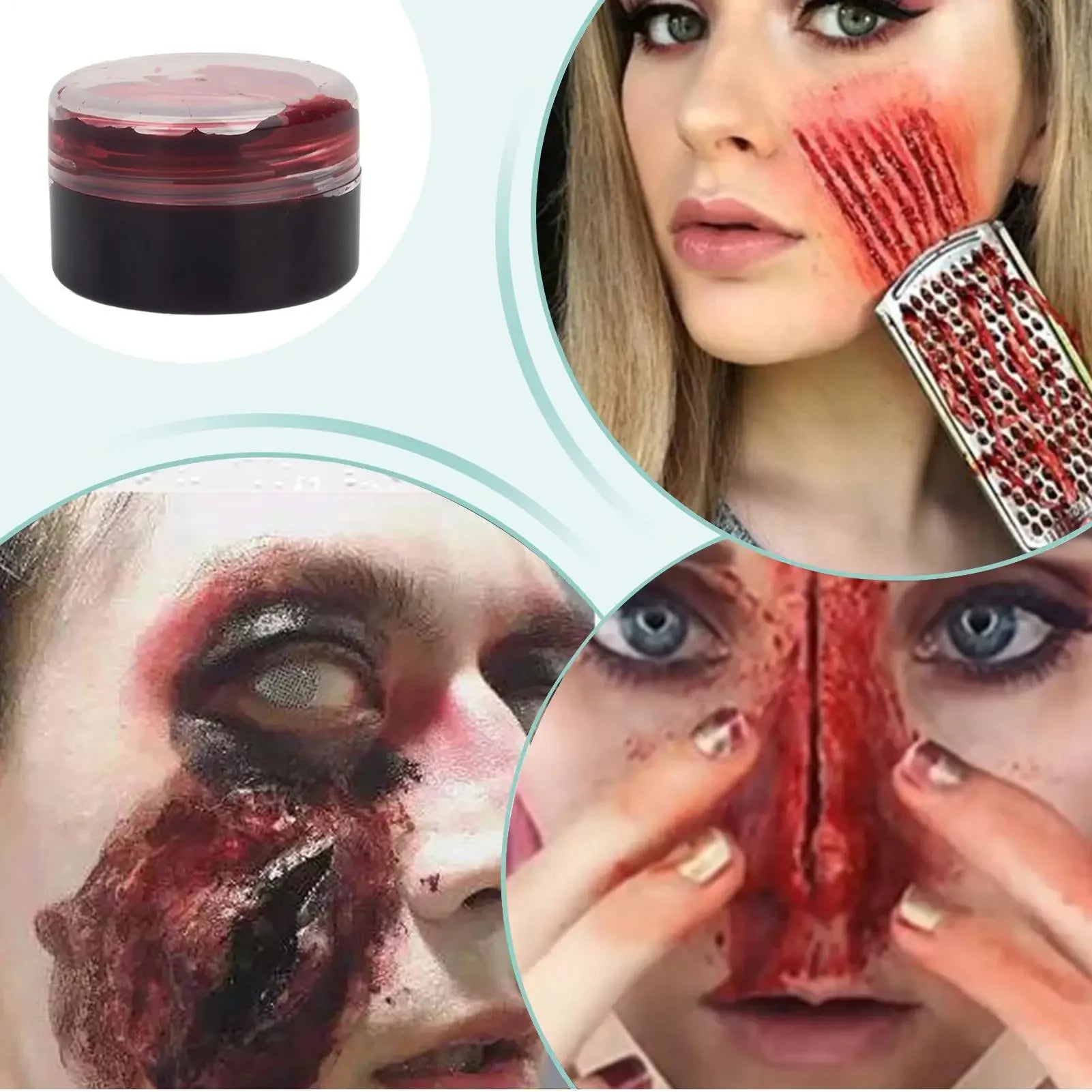 Halloween Makeup Kit Scars Wax Special Effects Stage Fake Wound Skin Wax with Spatula Stipple Sponge Fake Wood Special