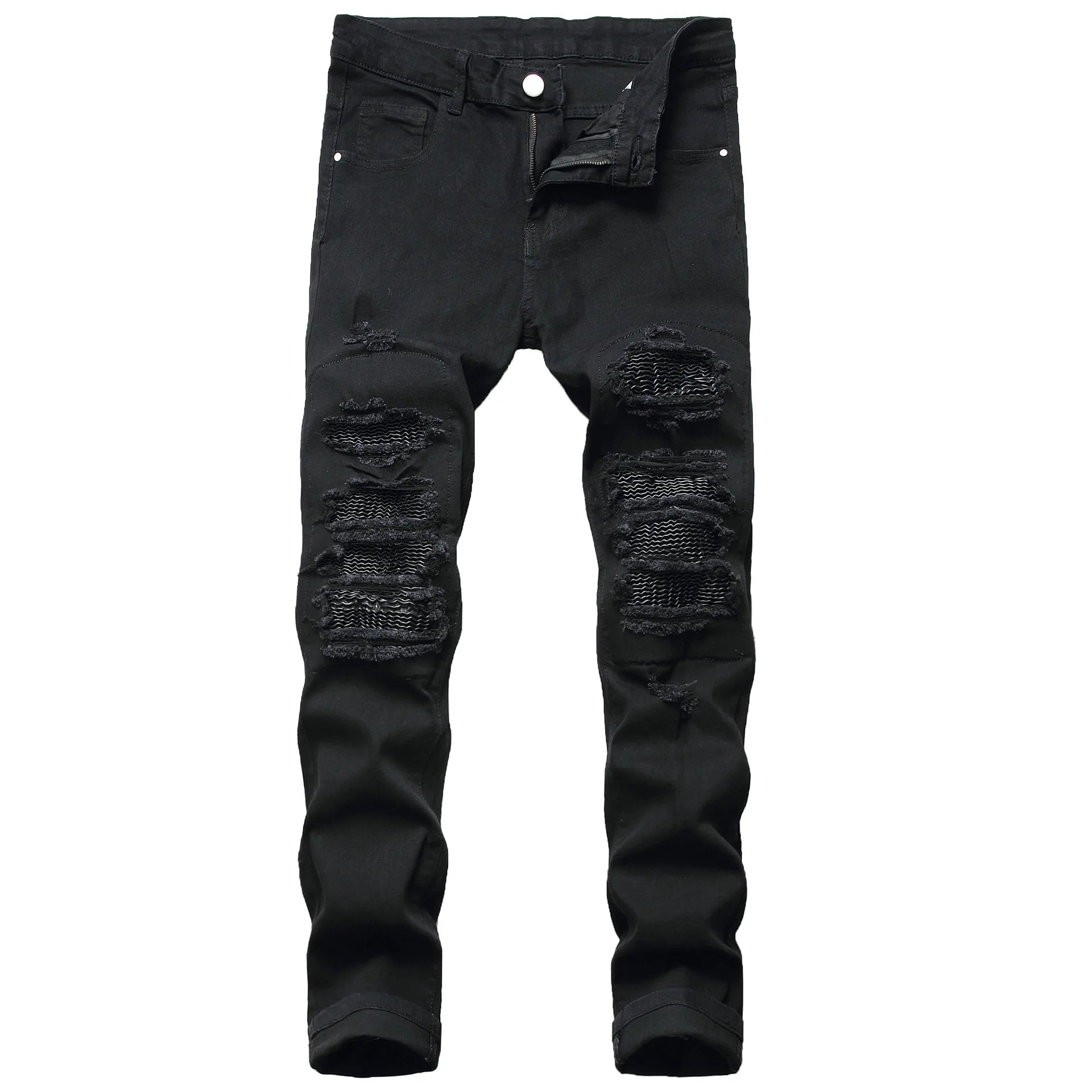 Jeans for Men High Street with Holes and Black Peaks Slim Fit Jeans and Mens Trousers