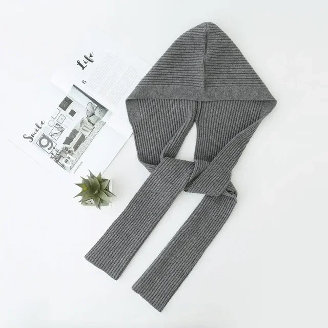 Winter Hat and Scarf Set Knitted Hooded Shawl Balaclava Hat Women Keep Warm Scarf Wool Pullover Hat Gothic Accessories 2025 New