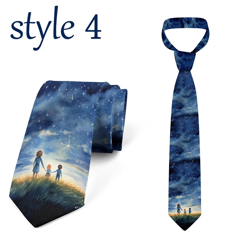 Fashion new cartoon oil painting accessories tie men and women general high-quality popular men's tie suit business wedding