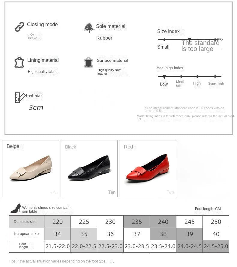 Shoe Women's 2024 New Spring and Autumn Shallow Cut Thick Heel Pointed Toe Women's Shoes Soft Leather Soft Sole Shoes Work Shoes