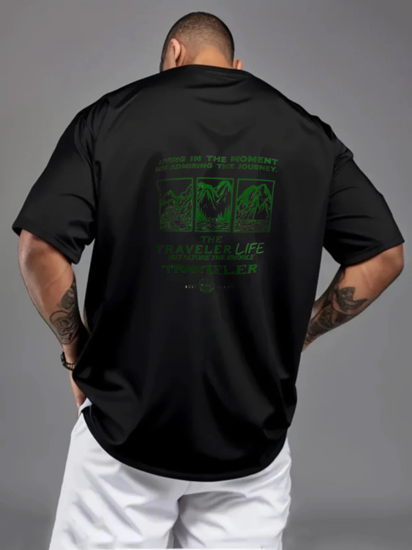 Men's T-Shirt Black Printed Pattern & Text ME High Quality Cotton 180g