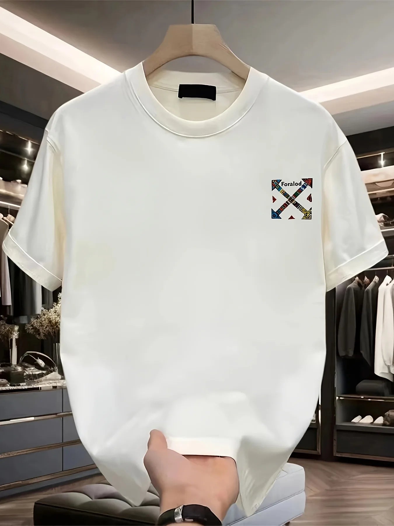 Men'S 100% Cotton Casual Short-Sleeve T-Shirt with a Round Neck, Trendy Design, Versatile for Summer, Featuring Print Patterns.