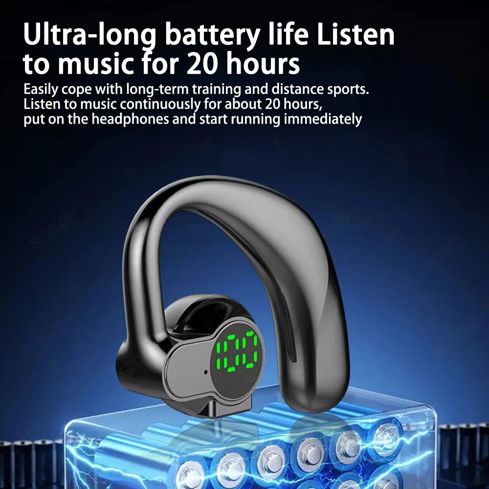 Wireless Headphones Bluetooth 5.4 Ear Hook Earphones with Microphone Handsfree HD Call Noise Cancelling Headset for Driving