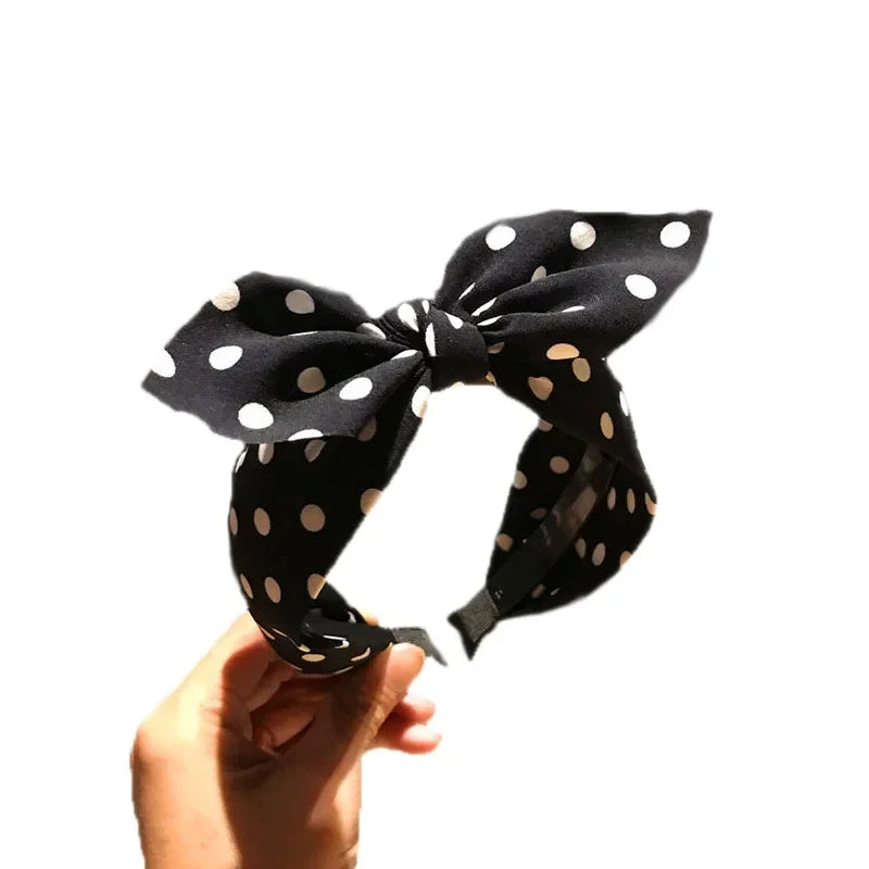 Hair Accessories Women's Headband Bow Knot Sweet Korean Style Polka Dot Hairband Cute Hair Hoop Headwear Headdress Girl Gifts