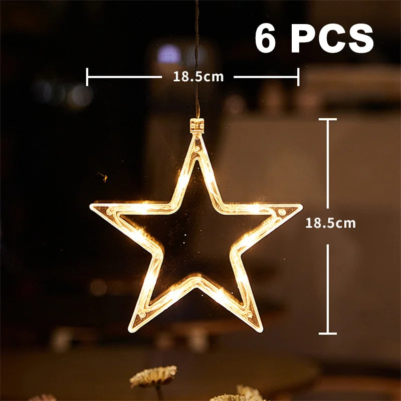 Christmas LED Light Snowflake Santa Hanging Sucker Lamp Window Ornaments Decoration for Home Xmas Navidad 2023 New Year Decor