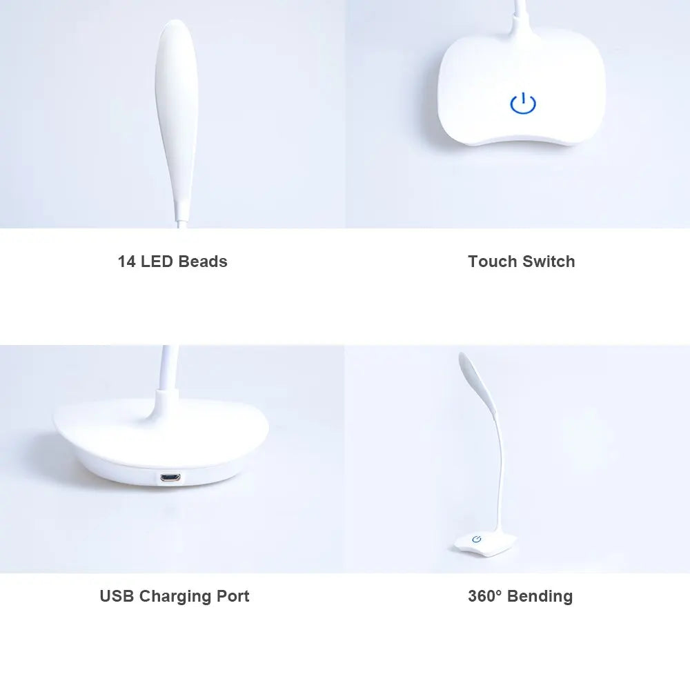 LED Desktop Desk Lamp USB Rechargeable Lighting Eye Protection Room Night Light Bedroom Bedside Student Reading Lamp