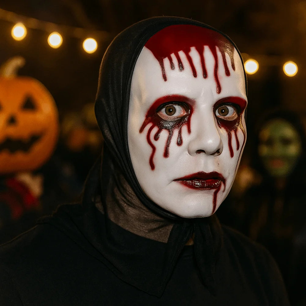 Scary Makeup Scary Look Halloween Mask Reusable Realistic Blood Party Costume Props Plastic Performance Mask Haunted House