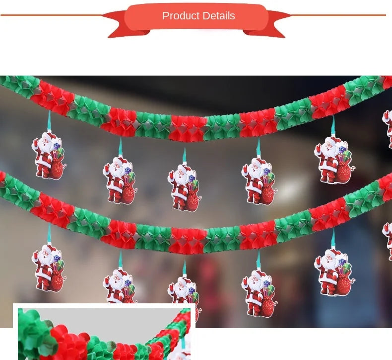 Christmas Party Decoration Santa Claus Banner Festive Decor Christmas Tree Pendants Drop Ornaments Ceiling Layout Craft Supplies