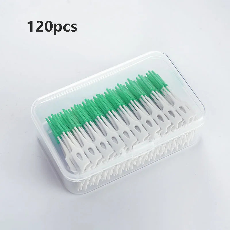 Interdental Silicone Brushes 200 Units Dental Toothpicks Brush Between Teeth   With Thread Oral Cleaning Tools