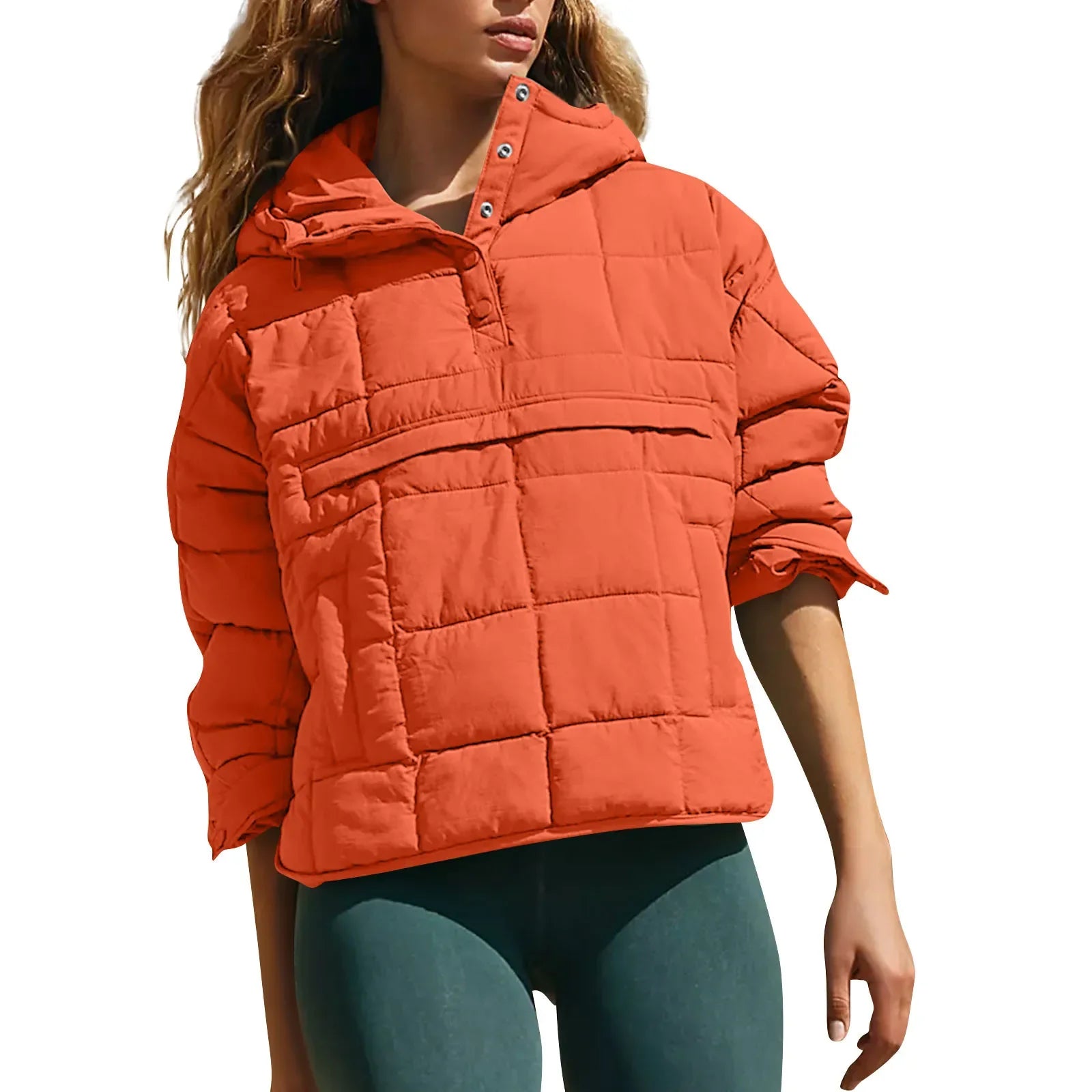 Quilted Jackets for Women Lightweight Long Sleeve Button Down Jacket Warm Winter Coat Outerwear with Pockets Ropas De Mujeres