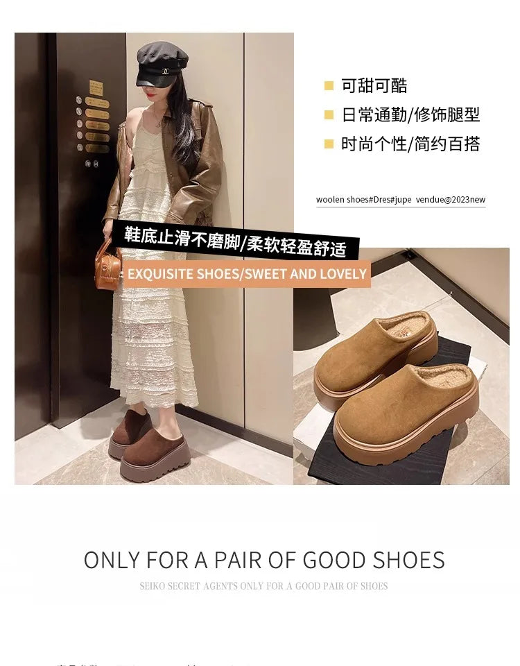 Shoes Woman 2025 House Slippers Platform Pantofle Cover Toe Winter Footwear New Slides Female Shoes Womens Slippers Outdoor Plat