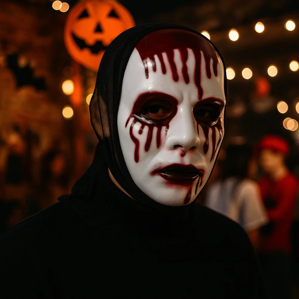 Scary Makeup Scary Look Halloween Mask Reusable Realistic Blood Party Costume Props Plastic Performance Mask Haunted House