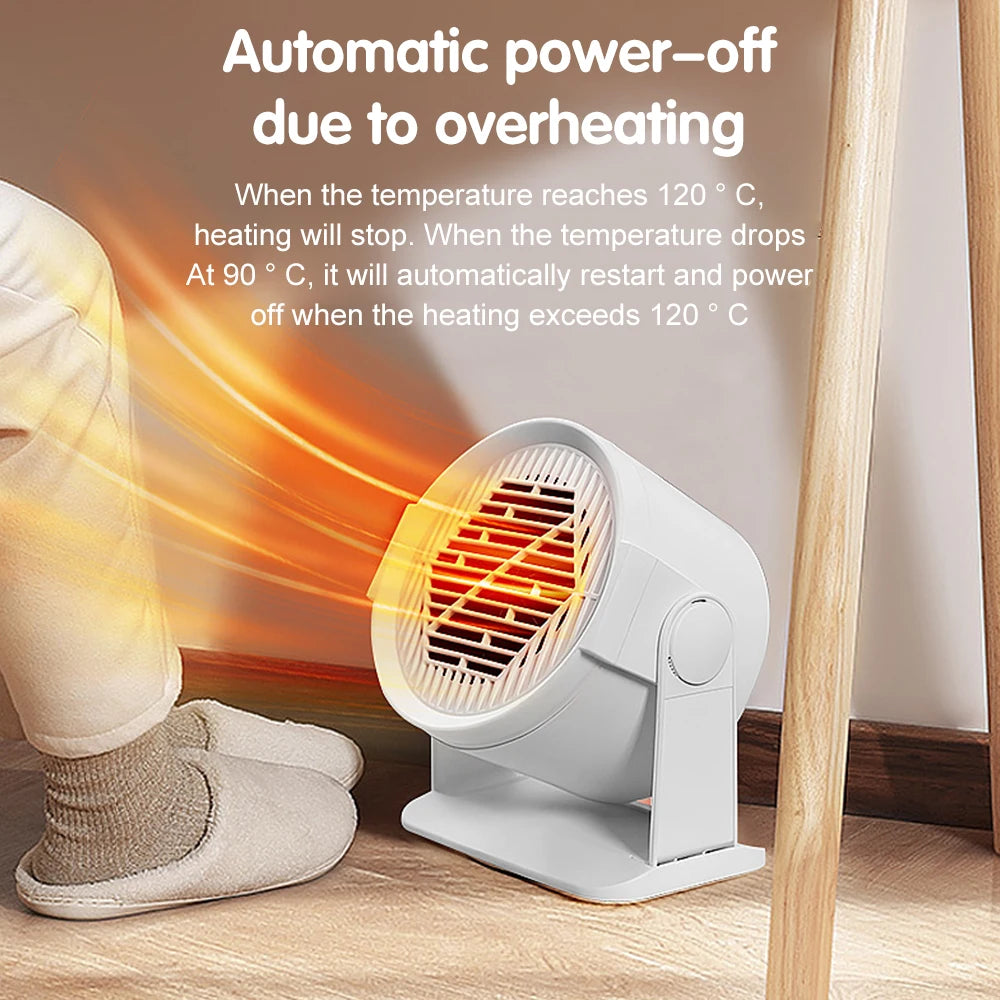 Mini Desktop Electric Heater for Home, Portable Heater for Office Desk, Compact Warm Air Fan for Cozy Feet and Home Use