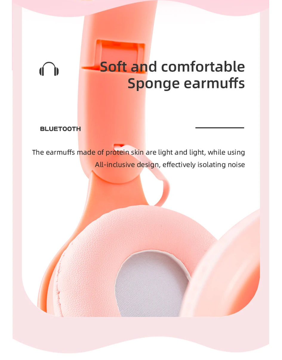 Headphones Kids Wireless Bluetooth Earphones Stereo Foldable Helmets Gaming Headsets Over-ear Headphones for Android ios Music