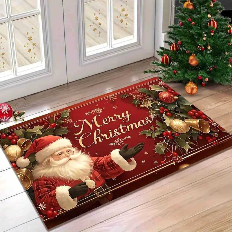 Christmas Carpet Cartoon Gingerbread Man Crystal Velvet Kitchen Floor Mat Non-slip Door Mat Entry Door Mat new year Home Decor