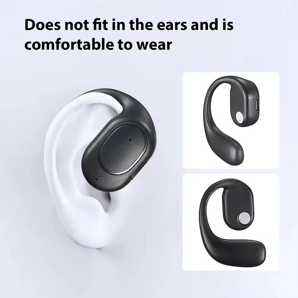 Bluetooth 5.4 Headphone Wireless Ear Hook Earphone LED HiFi Stereo Noise Reduction Clip Headset Waterproof Earbud For Phone New
