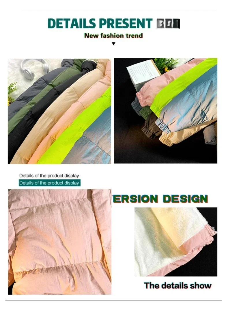 Down jacket men's handsome bread jacket Hong Kong style loose collar and velvet ins assorted bread jacket