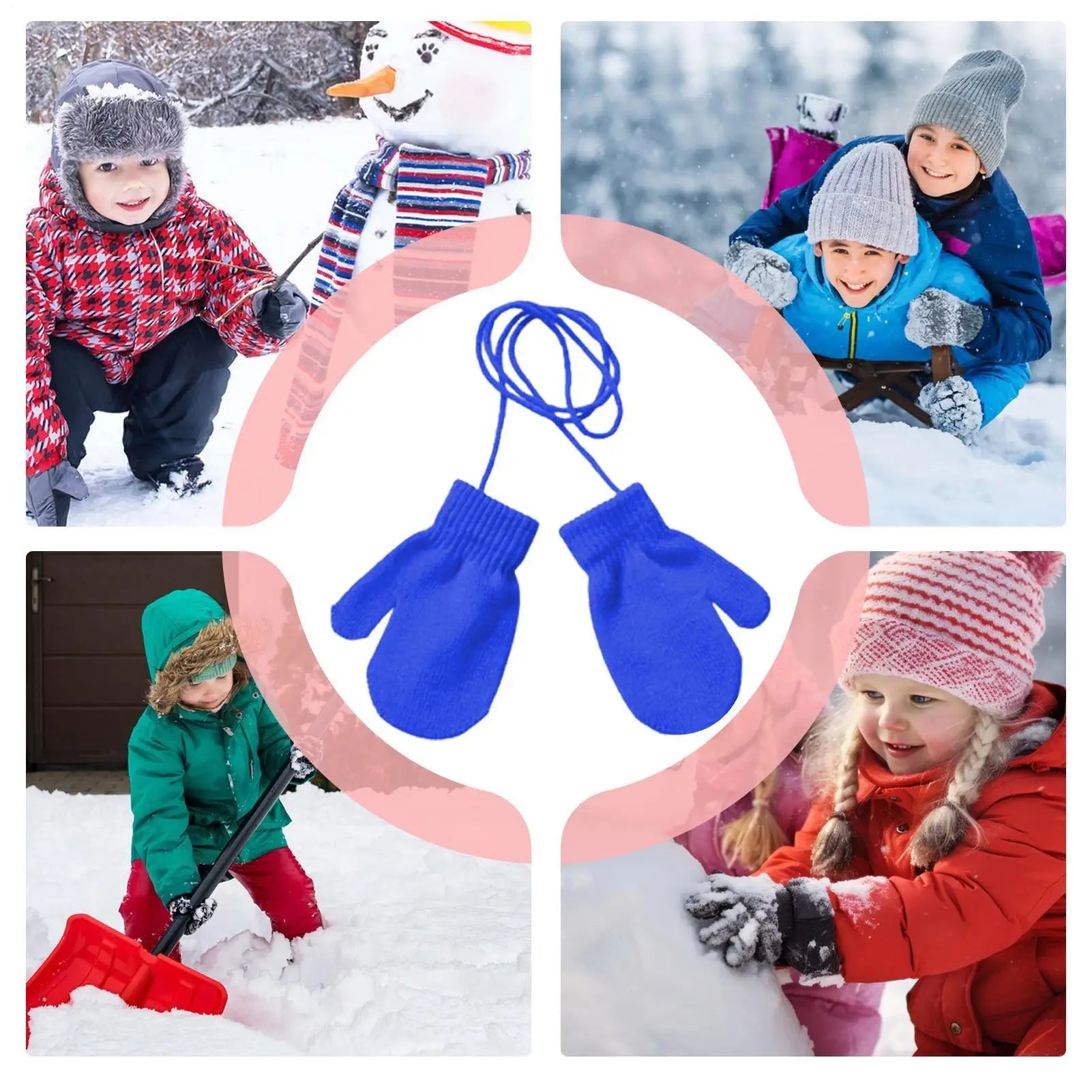 Winter Ski Gloves for Children Windproof Thickened Knitted Gloves Comfortable Warm Mittens Boys Girls Snow Warm Accessories