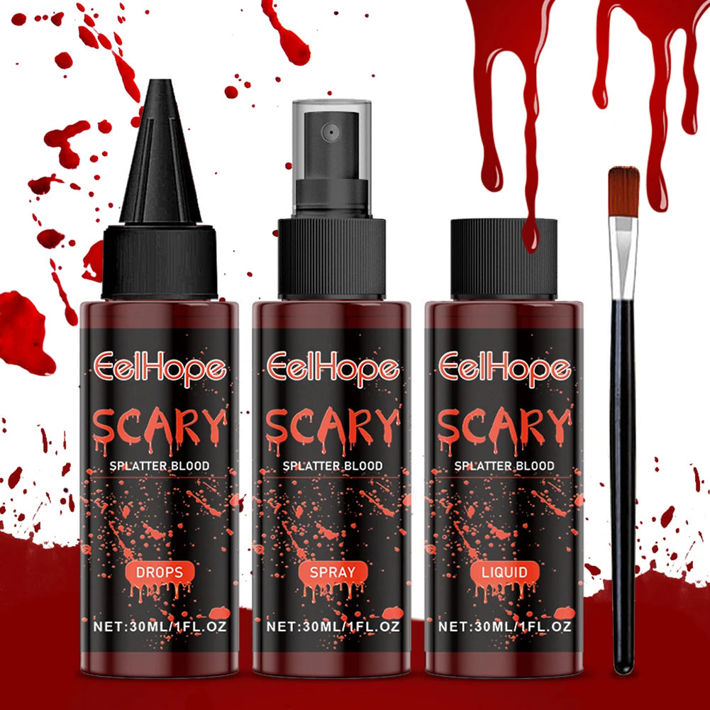 Halloween Fake Blood Makeup Kit Fake Blood SFX Makeup Kit Non Toxic Scar Makeup Set Washable Long Lasting for Cosplay Dress Up
