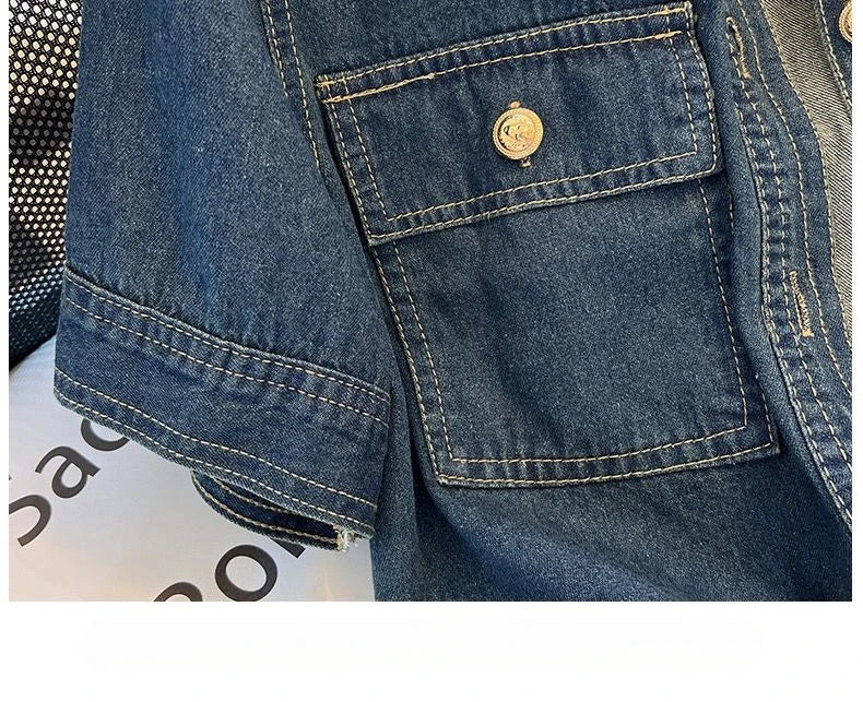 Streetwear Women's Denim Jackets Short Sleeve Summer Jean Jacket Outwear Ropa Mujer Fashion Retro Vintage Coat Cropped Tops