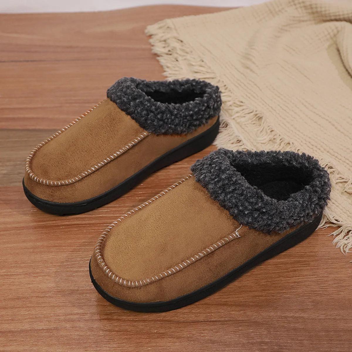 Slippers Men Winter Plush Warm Thick Sole Indoor Non-slip Women Couples Home Shoes Casual Platform Ankle Boots Loafers