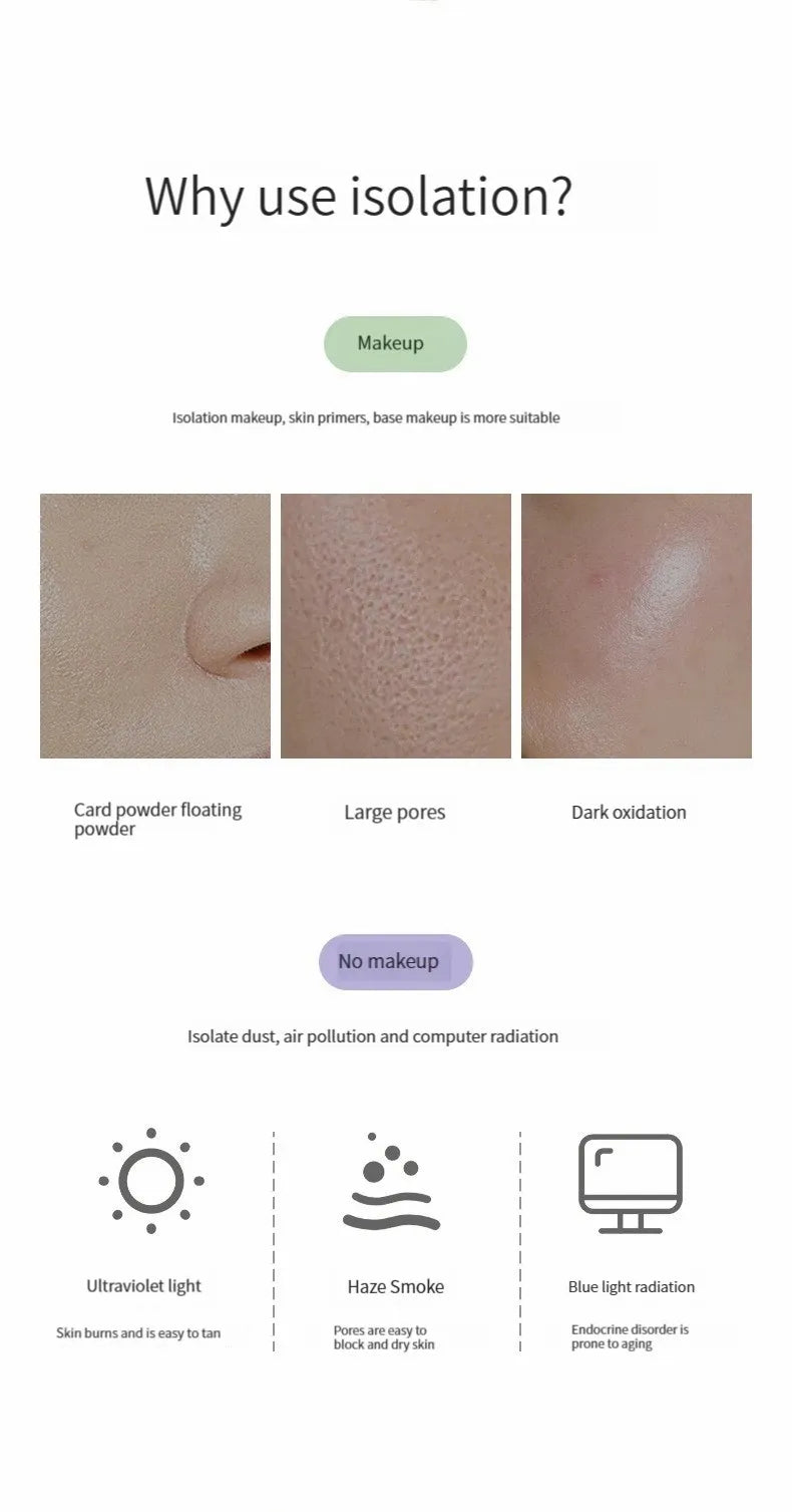 Makeup Primer Isolation Cream Moisturizing Modification Natural Even Skin Tone Long-lasting Concealer Refreshing and Docile