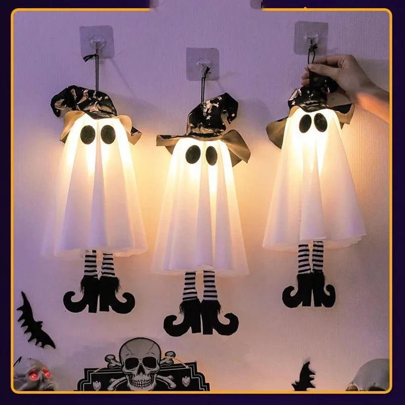 Halloween Decorations Outdoor Hanging Lighted Hat Indoor Witch Glowing Lighted Ornaments for Garden Lawn Porches Patio Backyard