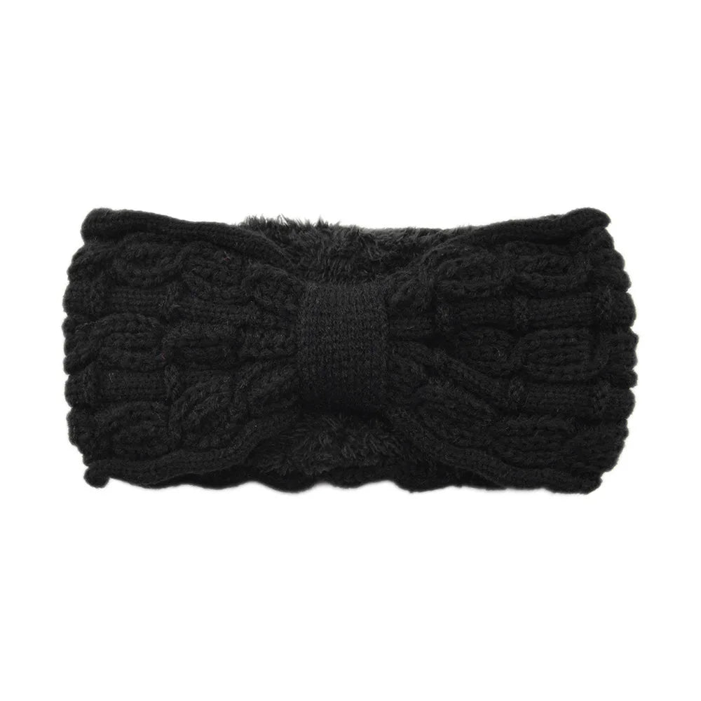 Winter Knitted Headband Crochet Turban Knitted Ear Warmer with Plush Lining Twisted Elastic Turban Head Wraps Hair Accessories
