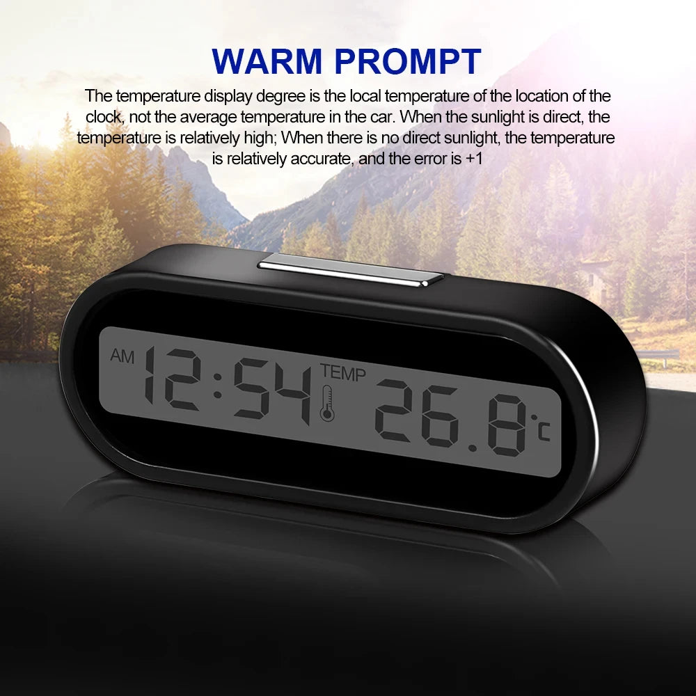Car Clock Time Watch Mini Electronic Auto Clocks Luminous Interior Thermometer LCD Backlight Digital Display Car Accessories
