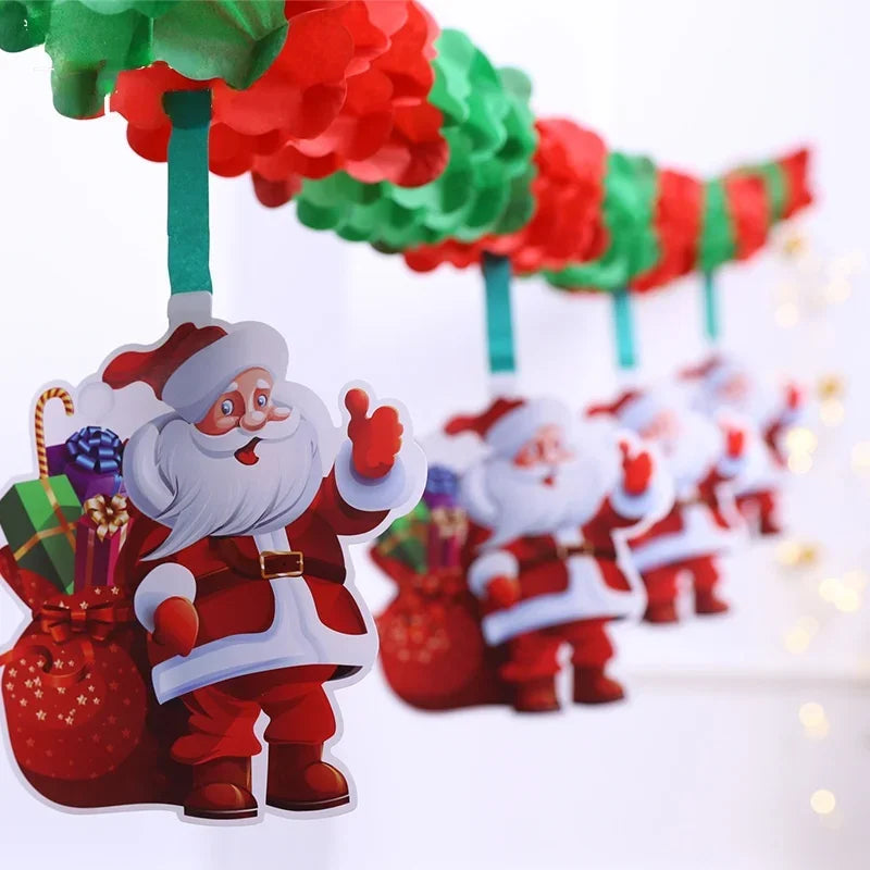 Christmas Party Decoration Santa Claus Banner Festive Decor Christmas Tree Pendants Drop Ornaments Ceiling Layout Craft Supplies