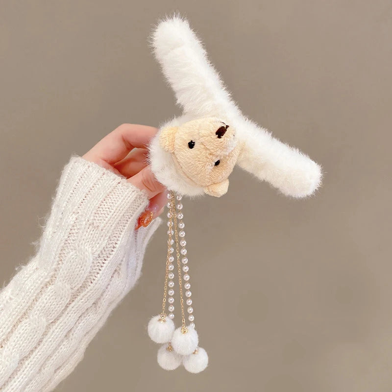 Hair Claw Headwear Women Fashion Faux Fur Hair Clip Acrylic Large Hair Claw Korea For Girl Winter Crab Barrette Hair Accessories