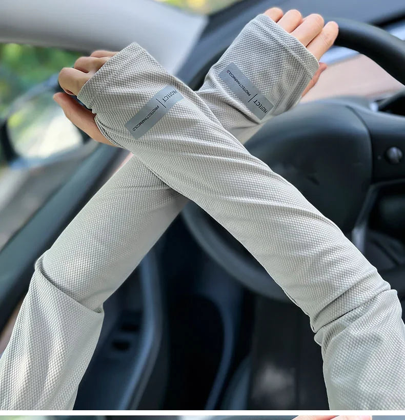 Large Size Ice Sleeves for Men's Sun Protection Japanese Summer Outdoor UV Protection Loose Arm Sleeves Driving Outdoor Gloves