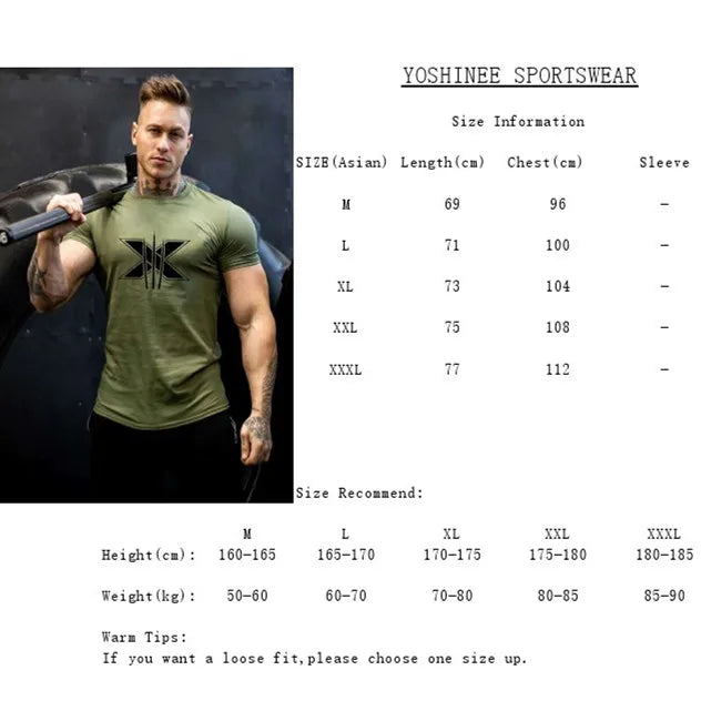 Tshirt for Men Bodybuilding  Graphic T Shirts Workout Fitness Men Clothing Short Sleeve Shirt Street Wear